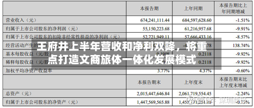 王府井上半年营收和净利双降，将重点打造文商旅体一体化发展模式-第2张图片