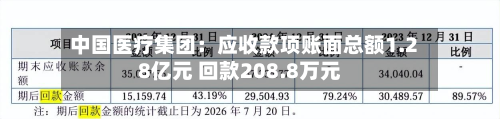 中国医疗集团：应收款项账面总额1.28亿元 回款208.8万元-第3张图片